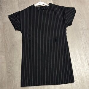 PrettyLittleThing Black Pinstripe Dress